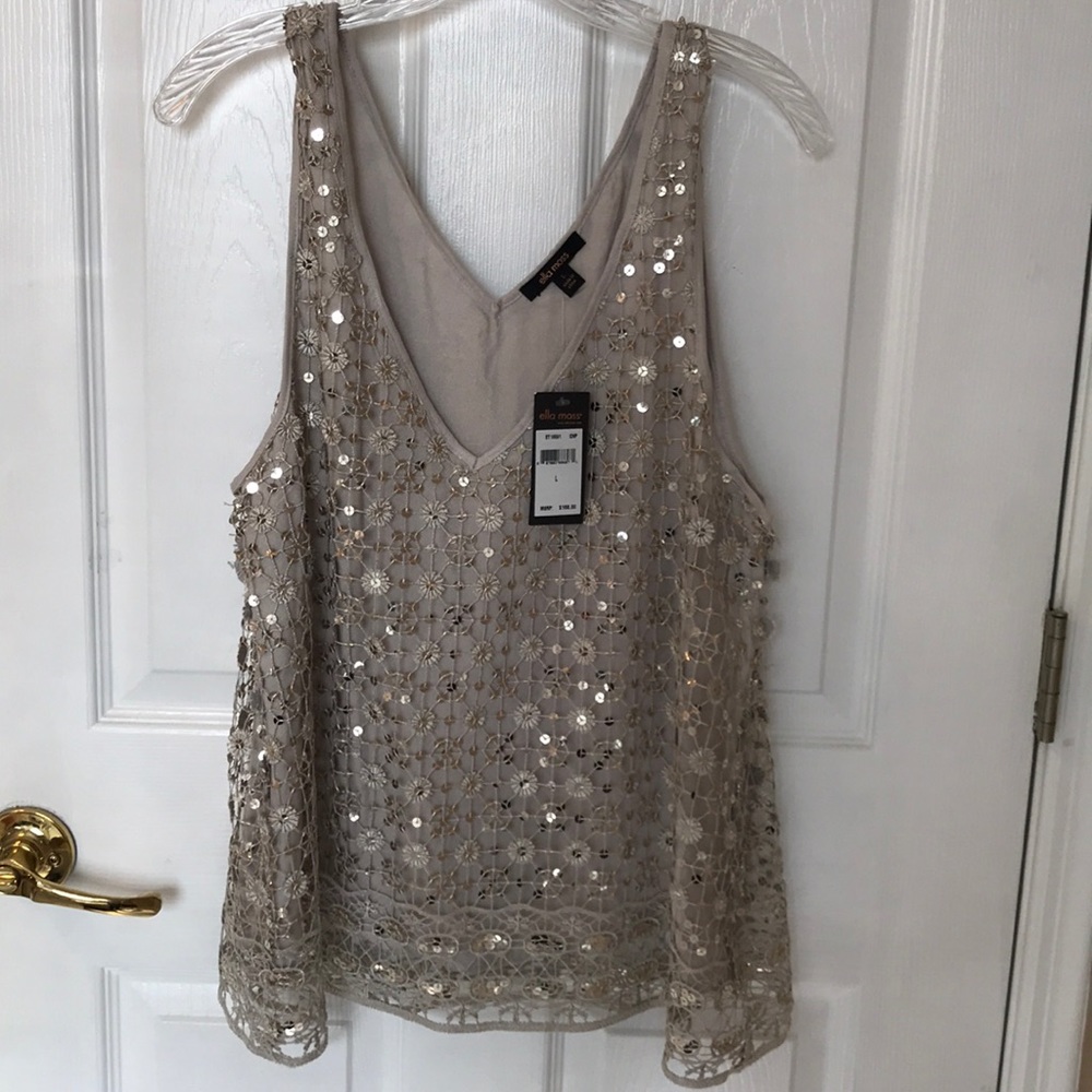 Ella Moss silver sequin tank size L
